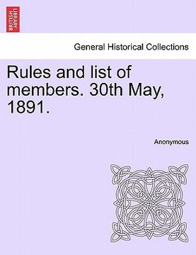 portada rules and list of members. 30th may, 1891. (en Inglés)