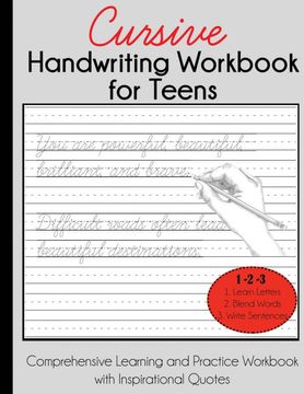 portada Cursive Handwriting Workbook for Teens: Comprehensive Learning and Practice Workbook With Inspirational Quotes 