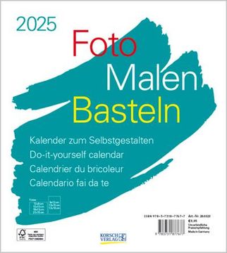 portada Foto-Malen-Basteln Bastelkalender Weiß 2025: Fotokalender zum Selbstgestalten. Do-It-Yourself Kalender mit Festem Fotokarton. Format: 21,5 x 24 cm