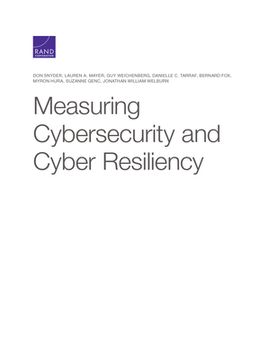 portada Measuring Cybersecurity and Cyber Resiliency (en Inglés)
