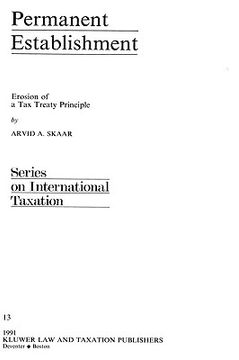portada permanent establishment: erosion of a tax treaty principle