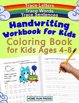 portada Handwriting Workbook for Kids Coloring Book for Kids Ages 4-8: Trace Letters (en Inglés)