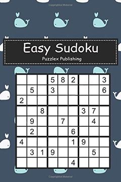 portada Easy Sudoku: Sudoku Puzzle Game for Beginers With Whales Seamless Pattern on Blue Cover (en Inglés)