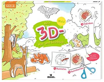 portada Moses. Mein 3d Mal- und Sachbuch - Wald | Expedition Natur Bastelbuch mit 3D-Effekt | Malbuch mit Naturpanoramen für Kinder ab 4 Jahren (en Alemán)