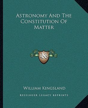 portada astronomy and the constitution of matter (en Inglés)