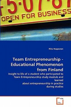 portada team entrepreneurship - educational phenomenon from finland