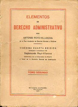 portada elementos de derecho administrativo. 24ª ed. corregida y aumentada por segismundo royo-vilanova. tomo ii.