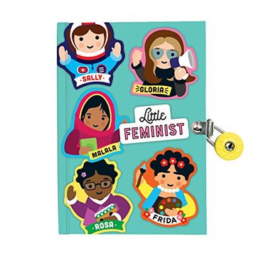 portada Mudpuppy Little Feminist Locked Diary, Ages 4+, 192 Lined Pages, Padlock With 2 Keys, 4. 75” x 6. 25”, Colorful Illustrations of Influential Women 