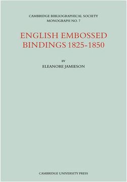 portada English Embossed Bindings 1825 50 (Bibliographical Social Monograph) (en Inglés)