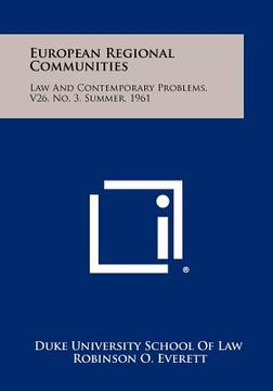 portada european regional communities: law and contemporary problems, v26, no. 3, summer, 1961 (in English)