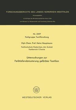 portada Untersuchungen Zur Farbtiefenabmusterung Gefärbter Textilien (en Alemán)