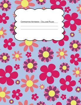 portada Composition Notebook College Ruled: Hippie Floral Pattern Blue