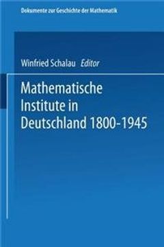 portada Mathematische Institute in Deutschland 1800-1945