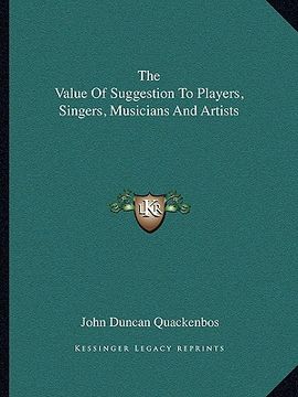 portada the value of suggestion to players, singers, musicians and artists