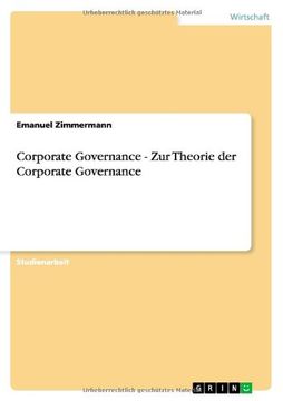 portada Corporate Governance - Zur Theorie der Corporate Governance (German Edition) (en Alemán)