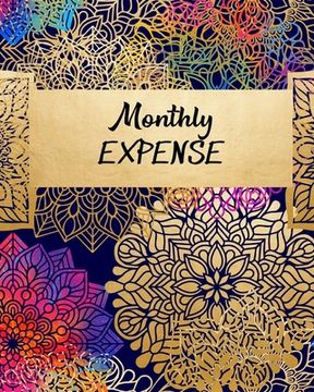 portada Monthly Expense: Colorful Navy Purple Gold Pink Mandala Design Cover (8 x 10 inches) 102 pages Monthly Expense Tracker (in English)