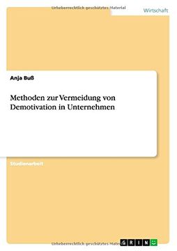 portada Methoden zur Vermeidung von Demotivation in Unternehmen (German Edition)