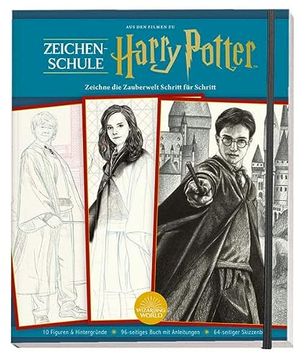 portada Harry Potter: Zeichenschule - Zeichne die Zauberwelt Schritt für Schritt: Malset: Buch mit Anleitungen (Spiralbindung) + Zeichenblock (en Alemán)