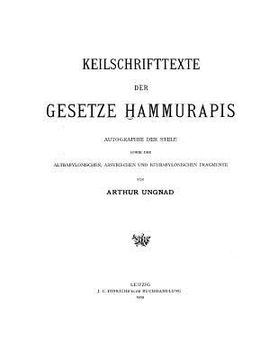 portada Keilschrifttexte der Gesetze Hammurapis (en Alemán)
