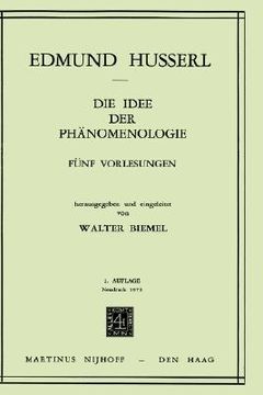 portada die idee der phanomenologie: funf vorlesungen (in English)