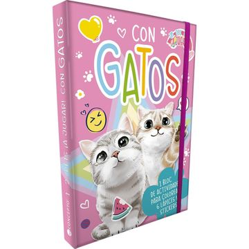 portada 1 2 Pets a Jugar con Gatos [1 Bloc de Actividades Para Colorear+6 Lapices+Stickers]