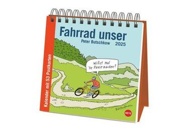portada Peter Butschkow: Fahrrad Unser Premium-Postkartenkalender 2025: Kleiner Kalender zum Aufstellen mit Wöchentlichem Cartoon als Postkarte zum Sammeln und Verschicken.