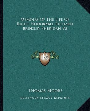 portada memoirs of the life of right honorable richard brinsley sheridan v2 (en Inglés)