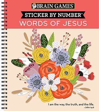 portada Brain Games - Sticker by Number: Words of Jesus (28 Images to Sticker) 