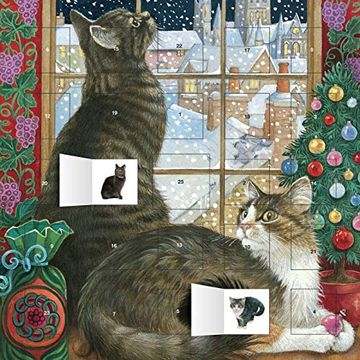portada Ivory Cats Christmas Window Advent Calendar (With Stickers) (in English)