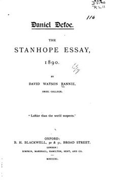 portada Daniel Defoe, The Stanhope Essay, 1890