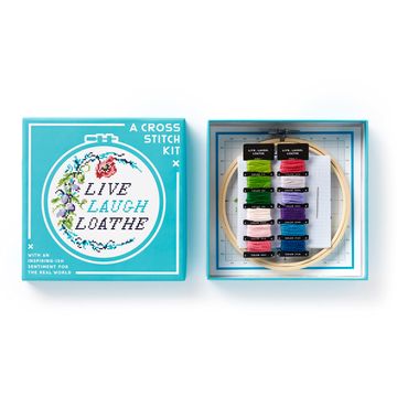 portada Brass Monkey Live Laugh Loathe – Cross Stitch kit for Beginners and Experts diy Starter Craft With Design Guide and Instructions