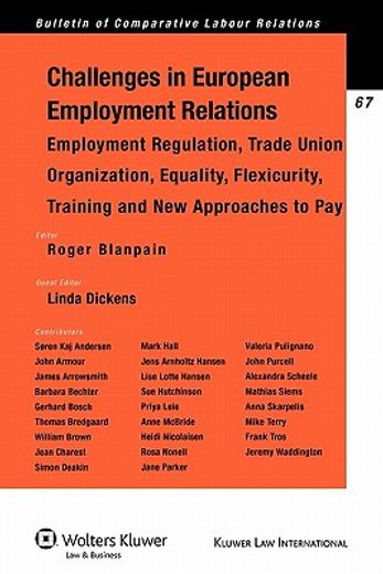 challenges in european employment relations,employment regulation; trade union organization; equality, flexicurity, training, and new approaches