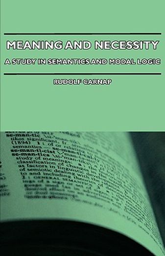 meaning and necessity - a study in seman