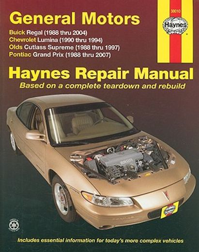 haynes general motors buick regal, chevrolet lumina,olds cutlass supreme,pontiac grand prix, 1988-2007
