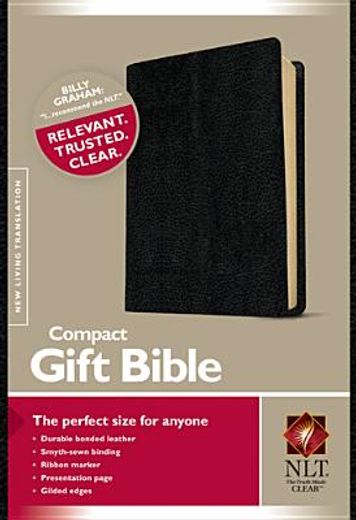 compact bible,new living translation, black leather, promo edition