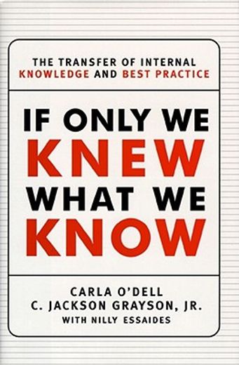 if only we knew what we know,the transfer of internal knowledge and best practice