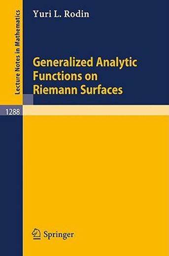 generalized analytic functions on riemann surfaces (en Inglés)