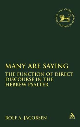 many are saying,the function of direct discourse in the hebrew psalter