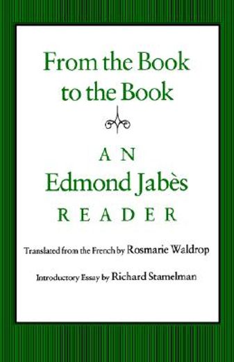 from the book to the book,an edmond jabes reader
