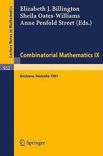 combinatorial mathematics ix (en Inglés)