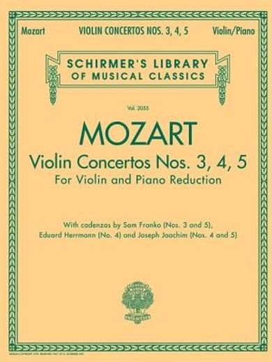 violin concertos nos. 3, 4, 5,violin and piano (in English)