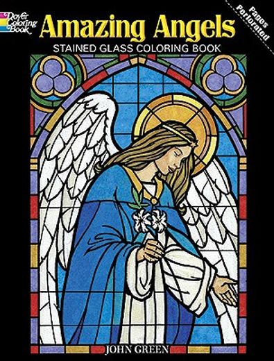 amazing angels stained glass coloring book (en Inglés)