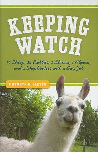 keeping watch,30 sheep, 24 rabbits, 2 llamas, 1 alpaca, and a shepherdess with a day job