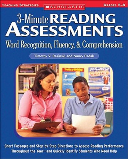 3-minute reading assessments word recognition, fluency, & comprehension,grades 5-8 (en Inglés)