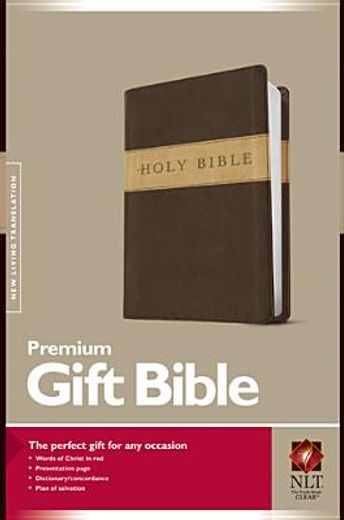 holy bible,new living translation, dark brown/tan, tutone, leatherlike, gift and award