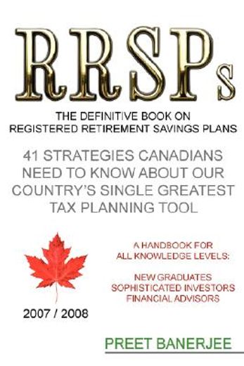 rrsps,the definitive book on registered retirement savings plans