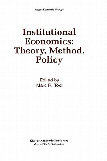 institutional economics: theory, method, policy (en Inglés)