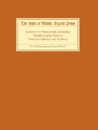 index of middle english prose manuscripts containing middle english prose in yorkshire libraries and