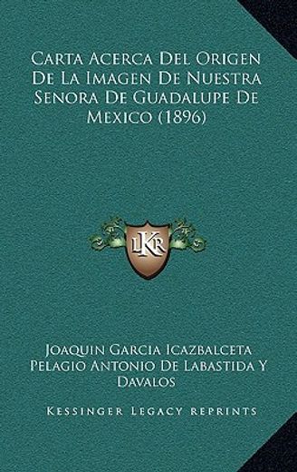 carta acerca del origen de la imagen de nuestra senora de guadalupe de mexico (1896) (in Spanish)