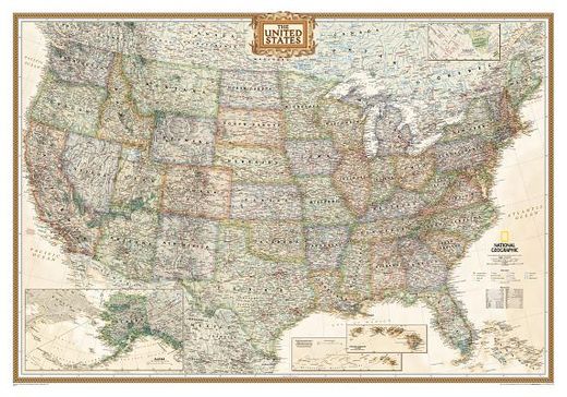 united states executive, laminated: wall map